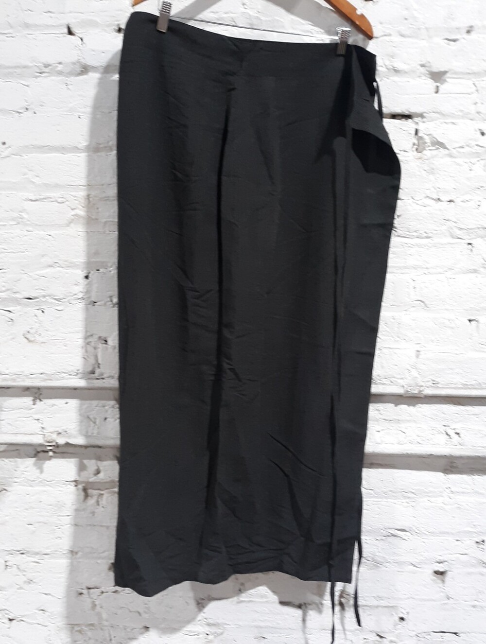 Ann Demeulemeester Black Pinstripe True Wrap Maxi Tie Skirt 38 US 6 Luxury